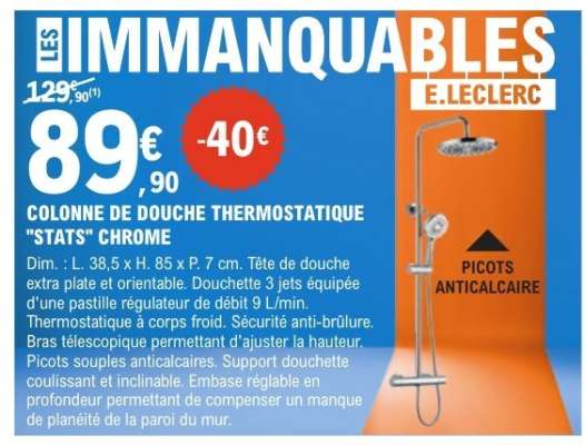 COLONNE DE DOUCHE THERMOSTATIQUE "STATS" CHROME