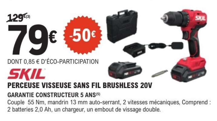 SKIL PERCEUSE VISSEUSE SANS FIL BRUSHLESS 20V