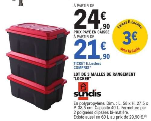 LOT DE 3 MALLES DE RANGEMENT "LOCKER"