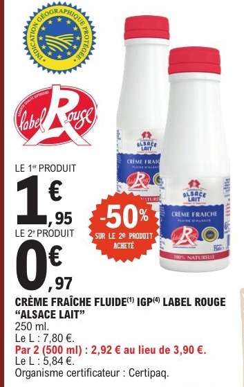 CRÈME FRAÎCHE FLUIDE IGP LABEL ROUGE "ALSACE LAIT"
