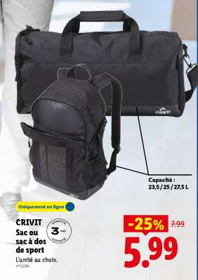 CRIVIT Sac ou sac à dos de sport
