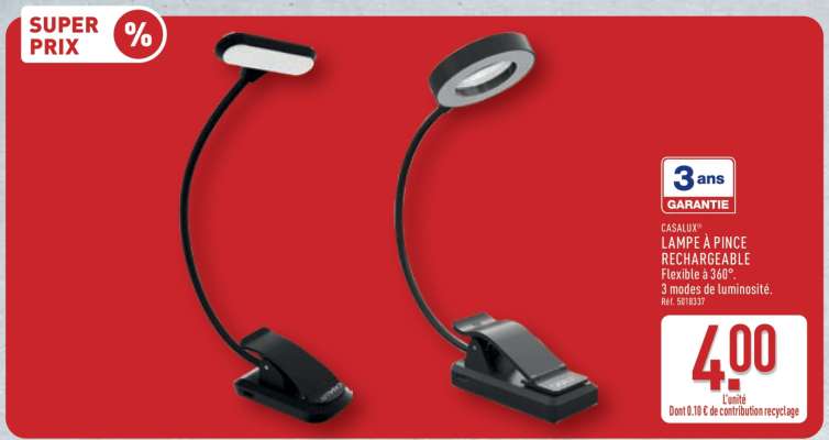CASALUX LAMPE À PINCE RECHARGEABLE