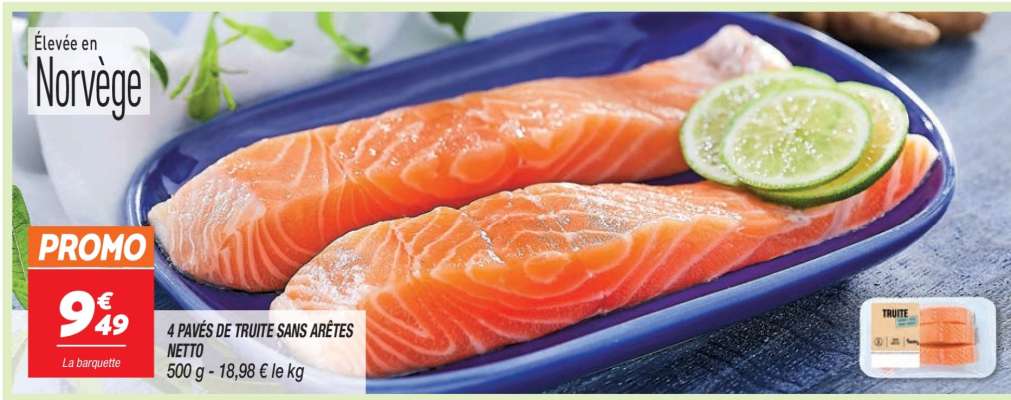 4 PAVÉS DE TRUITE SANS ARÊTES