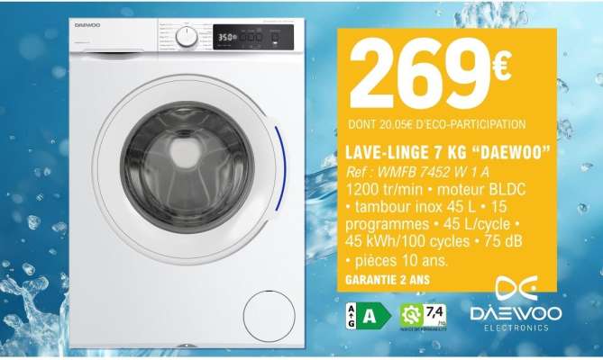 LAVE-LINGE 7 KG "DAEWOO"