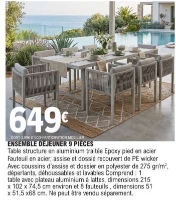 ENSEMBLE DÉJEUNER 9 PIÈCES