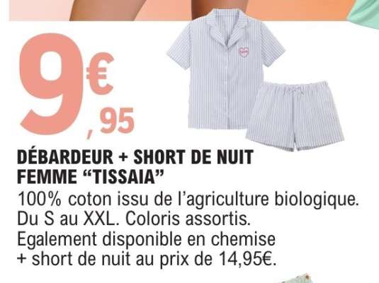 DÉBARDEUR + SHORT DE NUIT FEMME “TISSAIA”