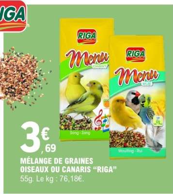 MÉLANGE DE GRAINES OISEAUX OU CANARIS “RIGA”