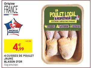 4 CUISSES DE POULET JAUNE BLASON D'OR