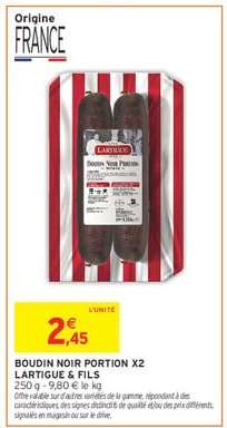 BOUDIN NOIR PORTION X2