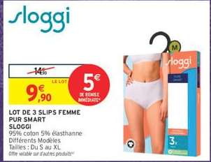 LOT DE 3 SLIPS FEMME PUR SMART SLOGGI