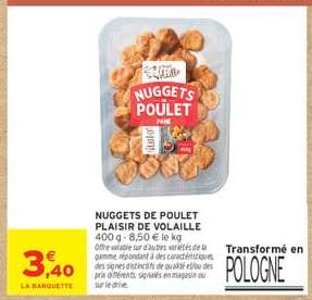 NUGGETS DE POULET PLAISIR DE VOLAILLE