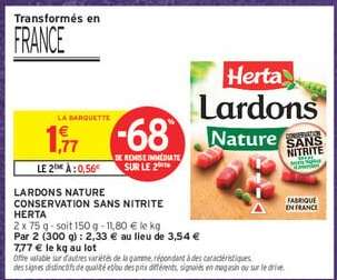 Lardons Nature Conservation Sans Nitrite 'Herta'
