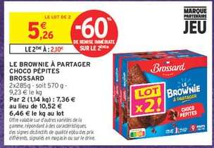 Le Brownie à Partager Choco Pépites Brossard