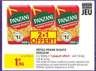 PANZANI PÂTES PENNE RIGATE