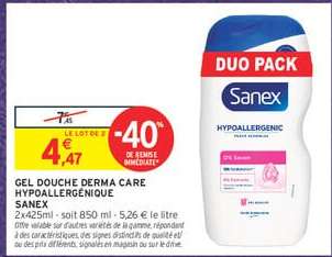 Gel Douche Derma Care Hypoallergénique Sanex