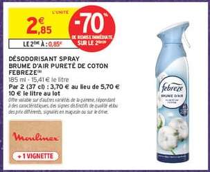 DÉSODORISANT SPRAY BRUME D'AIR PURETÉ DE COTON FEBREZE