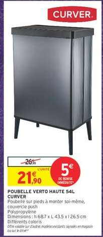 POUBELLE VERTO HAUTE 54L CURVER