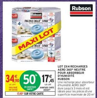 LOT 2X4 RECHARGES AERO 360 NEUTRE POUR ABSORBEUR D'HUMIDITÉ RUBSON