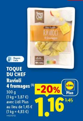 TOQUE DU CHEF Ravioli 4 fromages