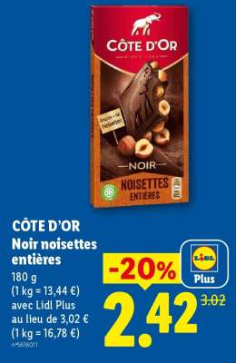 Côte d'Or Noir Noisettes Entières