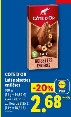 Côte d'Or Lait Noisettes Entières