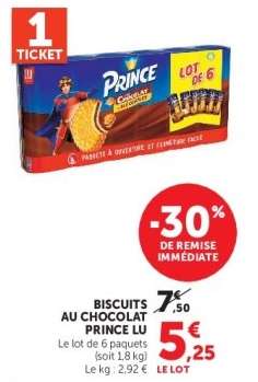 BISCUITS AU CHOCOLAT PRINCE LU