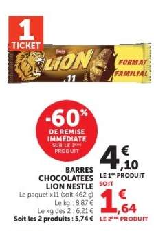 BARRES CHOCOLATEES LION NESTLE