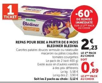REPAS POUR BEBE A PARTIR DE 8 MOIS BLEDINER BLEDINA
