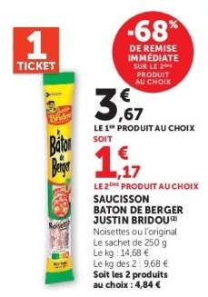 Saucisson Bâton de Berger JUSTIN BRIDOU