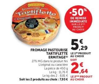 FROMAGE PASTEURISE TARTIFLETTE ERMITAGE