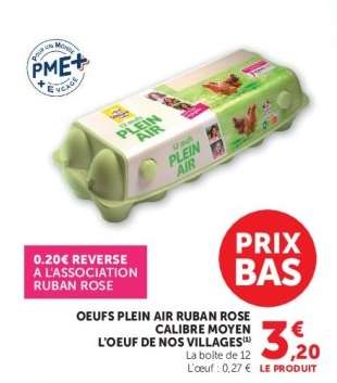 OEUFS PLEIN AIR RUBAN ROSE CALIBRE MOYEN L'OEUF DE NOS VILLAGES