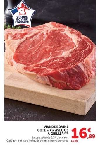 VIANDE BOVINE CÔTE *** AVEC OS À GRILLER