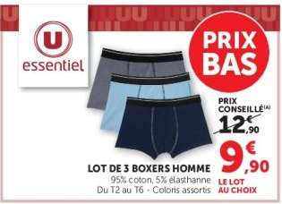 LOT DE 3 BOXERS HOMME