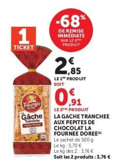 La Gâche Tranchée aux Pépites de Chocolat La Fournée Dorée