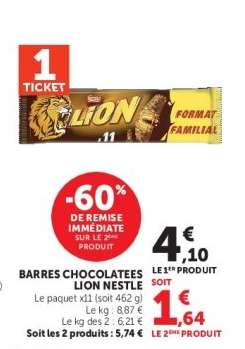 BARRES CHOCOLATEES LION NESTLE