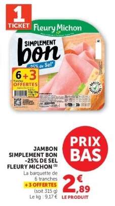 Jambon Simplement Bon -25% de Sel Fleury Michon