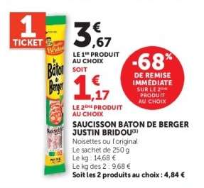 Saucisson Bâton de Berger JUSTIN BRIDOU