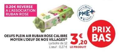 OEUFS PLEIN AIR RUBAN ROSE CALIBRE MOYEN L'OEUF DE NOS VILLAGES