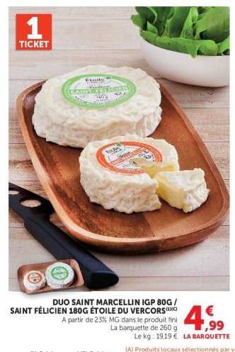 Duo Saint Marcellin IGP 80g Saint Felicien 180g Etoile du Vercors