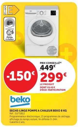 SECHE-LINGE POMPE A CHALEUR BEKO 8 KG