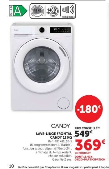 Lave-linge frontal Candy 11 kg