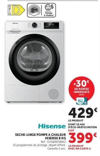 Hisense Sèche-linge Pompe à Chaleur 8 KG