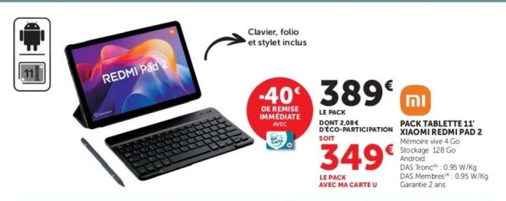 PACK TABLETTE 11" XIAOMI REDMI PAD 2