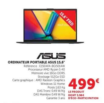 ORDINATEUR PORTABLE ASUS 15.6”