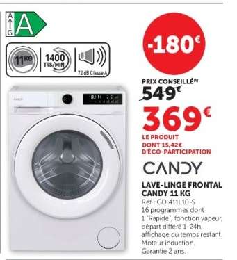 Lave-linge frontal Candy 11 kg