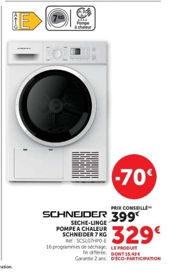 SCHNEIDER SECHE-LINGE POMPE A CHALEUR SCHNEIDER 7 KG