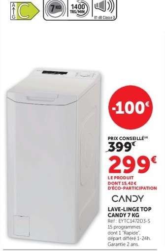 Lave-linge top Candy 7 kg