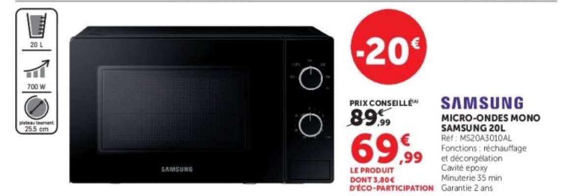 SAMSUNG Micro-ondes Mono Samsung 20L