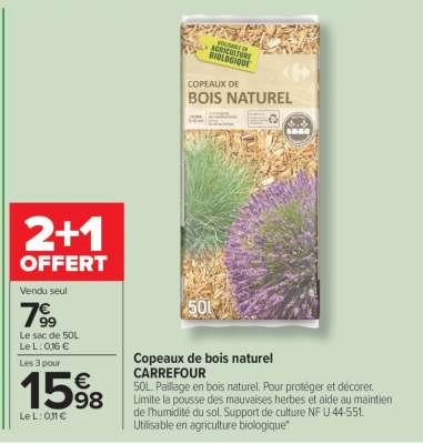 Copeaux de bois naturel CARREFOUR