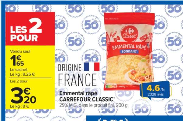 EMMENTAL RÂPÉ CARREFOUR CLASSIC
